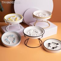 ♨◕ Slow Food Bowl Cat Bowl Ceramic High-Foot Neck Guard Food Bowls Large Diameter Pet Food Bowl Flat Face Bowl Snack Plates