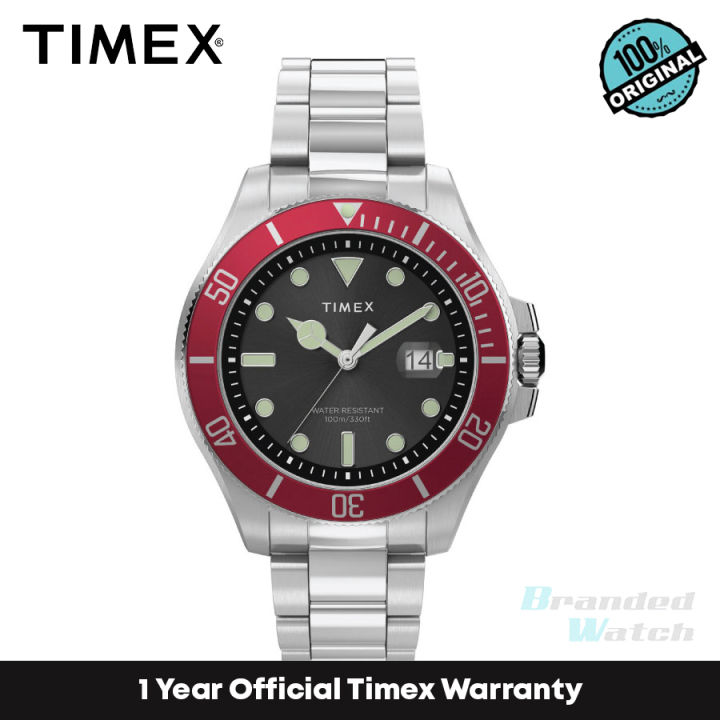 Official Warranty] Timex TW2U41700 Men's Harborside Coast 43mm Chrome Case  Red Stainless Steel Strap Watch (watch for men / jam tangan lelaki / timex  watch for men / timex watch / men watch) | Lazada