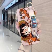 ปลอกสำหรับ Samsung โทรศัพท์ A01 A02 A03 A03S A04E การ์ตูน Lufei A04เคสป้องกันนุ่มหรูหราสายรัดข้อมือเคสโทรศัพท์ชุบด้วยไฟฟ้า