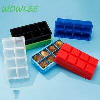เครื่องทำน้ำแข็งก้อนซิลิโคนเกรดอาหารกริดสีดำ8ชิ้นถาดสี่เหลี่ยมขนาดใหญ่อุปกรณ์ตกแต่งพิมพ์ครัว DIY