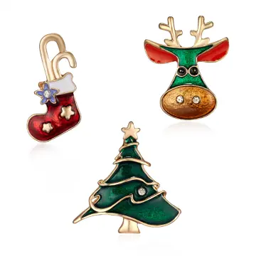 3pcs/set Christmas Elk Shaped Electroplated Rhinestone Decorative