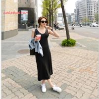 Women y Dress High Stretch O-Neck Sleeveless Midi Long Dress