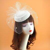 EDCRFV 1PC ผู้หญิง Fascinator หมวก Topper ตาข่าย Fishnet Veil ขนาดเล็ก Plush Wave Point คลิปผมงานแต่งงานเจ้าสาวค็อกเทล Headwear