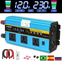 12000W เครื่องแปลงไฟ DC 12V ไปยัง AC 110V/230V จอแสดงผล LCD ตัวแปลงพลังงานแสงอาทิตย์รีโมทคอนโทรลพร้อม4 USB Eu/us/ซ็อกเก็ตสากล