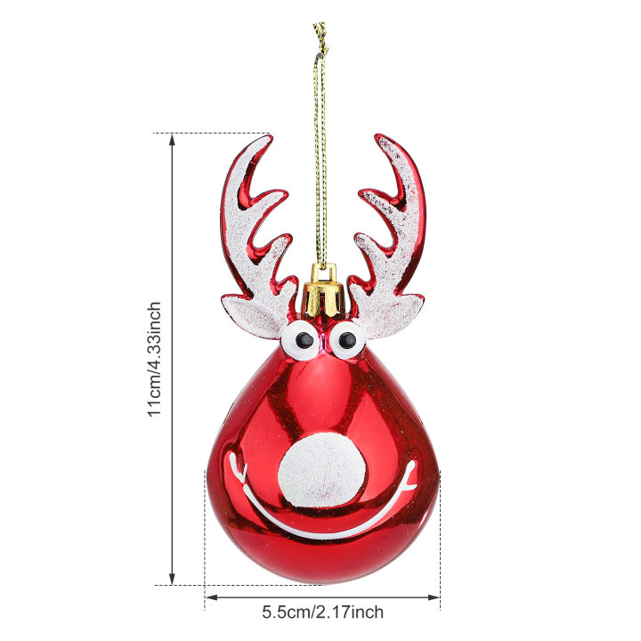 easybuy88-2ชิ้นของตกแต่งต้นไม้ลูกบอลคริสต์มาสห้อยพลาสติกกวางเอลค์เค้าโครงฉากจี้ประดับลูกบอลของขวัญสำหรับวันหยุดกวางเอลก์เทศกาลแดงของขวัญทรงหยดน้ำ