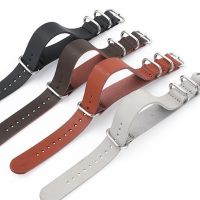 New Faux Leather Nato Strap 18mm 20mm 22mm 24mm Zulu Strap Vintage Thicken Artificial Cowhide Watch Band With Four Rings Buckle 【BYUE】