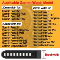 ：》’【 20Mm 22Mm 26Mm Quick Release Silicone Strap Bracelet For Garmin Fenix 6 6X 6S Pro 5 5X 5S Plus 3 935 Quick Fit Watch Wristband