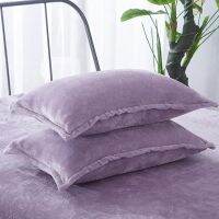 【hot】┅✹ pillowcase 48x74cm solid color autumn and winter flannel warm plus velvet large bed