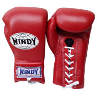 Windy Sports Lace up Gloves ( 8,1012,14,16,18 oz ฺ) Red Genuine Leather MuayThai MMA K1นวมเชือก ชกมวยไทย วินดี้สปอร์ต ทำจากหนังแท้ สีแดง