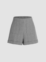 Cider Mid Waist Check Pocket Shorts