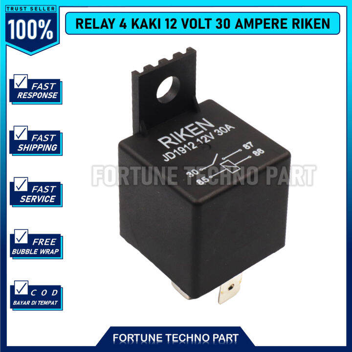 [GRATIS ONGKIR] [COD] - Relay 12V 30A 4 Pin Merk Riken / Relay 12 Volt