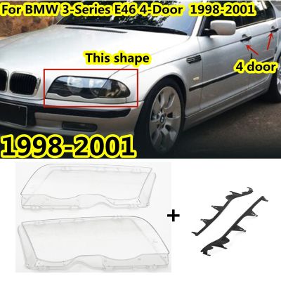 เลนส์สีอ่อนไฟหน้ารถ + แถบไฟหน้าสำหรับ BMW 3 Series E46 330Xi 325Xi 328Xi 4ประตู1998-2001ฝาครอบไฟหน้า