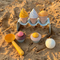 7Pcs Children Beach Play Sand Tools Premium ABS Sand Tools Ice Cream Shape Beach Game Set Portable For Children Kids For Fun