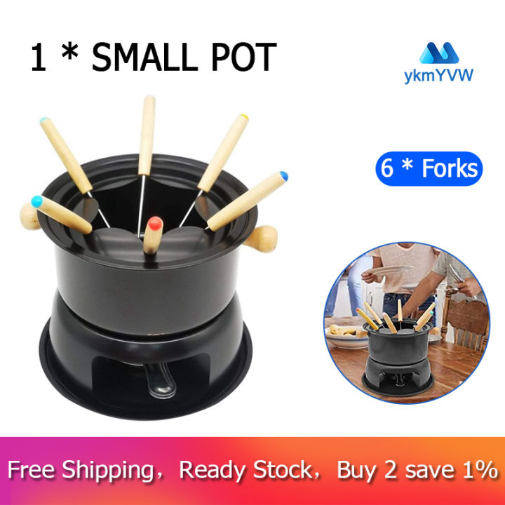 Mini Stainless Steel Fondue Pot Set Cheese Chocolate Fondue 6 Dipping Forks  And Removable Pot Melts