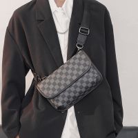 卐✴✚ Super trendy trendy brand fashion small square bag trendy leather plaid shoulder bag street outdoor postman bag mobile phone bag diagonal bag