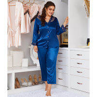 SAILEROAD Women Pyjama Set Lace V neck Bath Robe Lady Woman Pluh Size Pijamas Home Wear Suit Fat People Wear Night Clothing