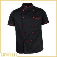 Men Women Chef Jacket Coat Uniform Breathable Short Sleeves Chefwear Black White