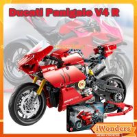 Ducati Panigale V4 R รถจักรยานยนต์ k กล่อง Technic Building Blocks Speedway Racing รถเด็กปริศนาประกอบของเล่นของขวัญ 2 เกียร์ความเร็ว - กล่อง