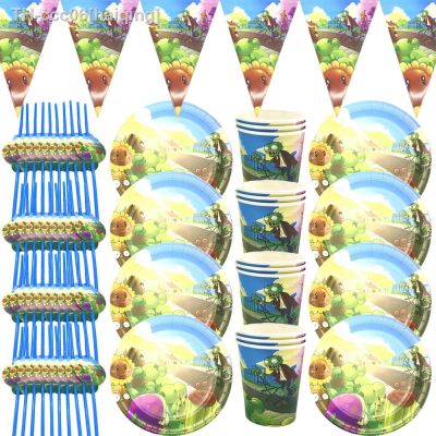 ☑ 1Set Plant VS Zombies Theme Disposable Paper Cups Plates Flexible Straws Baby Shower Kid Birthday Balloon Decoration Supplies