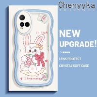 Chenyyka สำหรับ VIVO Y21 2021 Y21G Y33s Y21s Y21e Y21a Y21t T1x 4G การ์ตูนน่ารักกระต่ายสีชมพูที่มีสีสันน่ารักครีม Wave ขอบนุ่มกันกระแทกแบบใสเคสมือถือ Creative โปร่งใสลายกล้องถ่ายรูปปลอกง่ายป้องกันซิลิโคนฝาครอบ