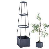 Planter Box with Trellis Outdoor Self-Watering Planter Boxes Outdoor Raised with Trellis 3.74ft Tomato Cage Plant Tower Raised Planters for Climbing Vines and Flowers Stands attractively