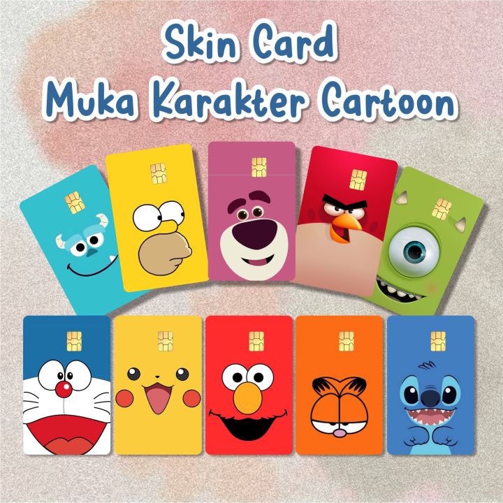 Sticker Skin Card Lucu Muka Kartun Cartoon Custom Vinyl Atm Debit Credit Emoney Flazz Stiker