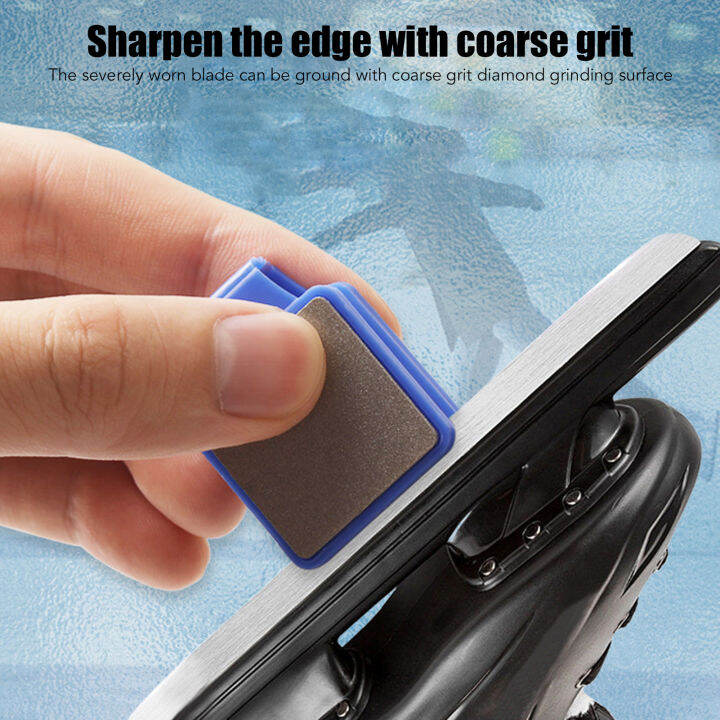 Ice Skate Blade Sharpener, Double Sided Diamond Ceramic 2 in 1 Ice