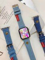 【Hot Sale】 Suitable for 8/7 generation 41 retro embroidery denim strap simple niche iWatch56SE leather