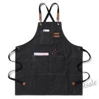 【hot sale】✑✴ D13 [Limited Time Sale]Cotton Canvas Apron Adjustable Cross-Back straps with Three Pockets for Men and Women Chef Artist Baker Barista Bartender