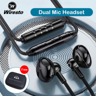 Wiresto Dual Mic Wired Earphones Panoramic Sound Headset with Microphone for Laptop Noise Cancelling Gaming Earbuds Heavy Bass In-Ear Headphone 3.5MM with Free Storage Box for Online Video Live Streaming Singer Voice Enhancer Chat Clear Sound Dubbing thumbnail
