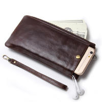CONTACTS Wristlet Bag Genuine Leather RFID Cellphone Wallet Mens Clutch Wallets Men Credit Card Holder Male Long Purse Zipper