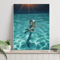 Disco Ball Print Preppy Trendy Wall Art Pictures Girly Dorm Room Decor Funky Swimming Pool Canvas Painting Modern Home Decor