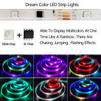 DreamColor หลอดไฟ LED Strip บลูทูธเพลง APP ควบคุมสายรุ้ง RGB WS2811กันน้ำ Tira ที่มีความยืดหยุ่น Luces สำหรับบ้าน Luz พรรค Fita