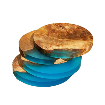 4 PCS Wooden Coasters with Epoxy Resin Bar Coaster for Drinks, Modern Coasters for Bar Kitchen Home Apartment