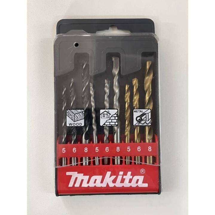 makita-ดอกสว่าน-เจาะไม้-ปูน-เหล็ก-9-ตัว-ชุด-เบอร์-5-6-8