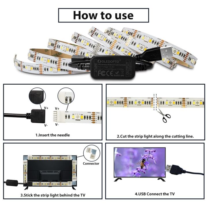 yinggledopto-ตัวควบคุม-zigbee-มินิแอลอีดีสมาร์ตทีวีชุดไฟแบบสาย5v-usb-rgbct-คอมพิวเตอร์ไฟ-led-strip-light-ทำงานร่วมกับ-zigbee-ฮับ-echo