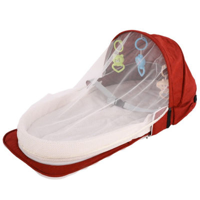 Portable Bassinet For Baby Bed Travel Foldable Sun Protection Mosquito Net Breathable Infant Sleeping Basket (include Free Toy)