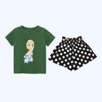 【Candy style】 ชุดเสื้อเชิ้ตแขนสั้น ลายจุด แฟชั่นสําหรับเด็กผู้หญิง 2 ชิ้น 2 ชิ้น