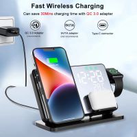 15W Wireless Charger Stand สำหรับ 14 13 12 11 Applesamsung Watch 4 In 1 Fast Charging Station สำหรับ Pro 8 7