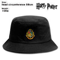 หมวก Harry Potter สำหรับเด็กผู้ชายเด็กผู้หญิง,หมวกทรงถังพิมพ์สีฮอกวอตส์หมวกกันแดดผ้าฝ้ายลายการ์ตูนใส่ได้ทุกโอกาส