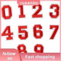 RUPANBO039392692แผ่นรีดติดบนตัวเลขสีแดง40ชิ้นแผ่นแปะผ้าฝ้ายตัวเลข0-9แผ่นปะติดคุณภาพสูงเย็บผ้าแผ่นปักแบบติดด้วยตนเองทุกเพศทุกวัย