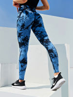 CHRLEISURE Tie Dye Push Up สูงเอว Leggings ยืดผู้หญิงเซ็กซี่กางเกง Casual ไม่มีรอยต่อ Gym ถัก Leggings Femme