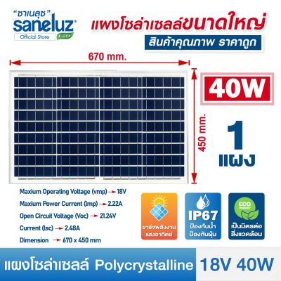 Saneluz แผงโซล่าเซลล์ 18V 40W Polycrystalline ความยาวสาย 1 เมตร Solar Cell Solar Light โซล่าเซลล์ Solar Panel ไฟโซล่าเซลล์ สินค้าคุณภาพ ราคาถูก VNFS