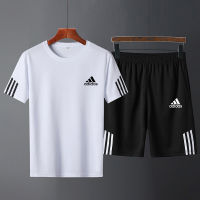 ADIDAS ชุดกีฬาฤดูร้อนของผู้ชาย,เสื้อยืดแขนสั้นทรงหลวมขนาดใหญ่พิเศษระบายอากาศได้ดีสำหรับใส่วิ่งออกกำลังกายแบบลำลองสำหรับชายหนุ่มและวัยกลางคน