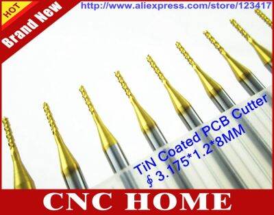 ใหม่ 10pcs / lot 3.175x1.2x7MM ไทเทเนียมเคลือบคาร์ไบด์ PCB End Mills เครื่องตัดแกะสลัก CNC Router Bits สําหรับแผงวงจรพิมพ์