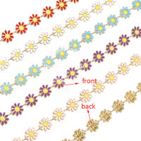 1M Stainless Steel 10mm White Blue Pink Enamel Daisy Flower Chain For Women Necklace celet Waist Body Jewelry Making 5 Colors