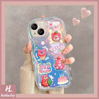 เคสนิ่มลายการ์ตูน DIY สติกเกอร์3D ตุ๊กตาหยัก3D ขอบโค้งเข้ากันได้กับ IPhone 14 13 11 12 Pro Max XR 7 8 6S Plus X XS Max SE 2020เคสนิ่มลายหมีสตรอเบอร์รี่น่ารักพร้อมสร้อยข้อมือ