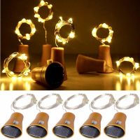 Wine Cork LED Solar Powered String Lights Holiday Garland Bottle Lights for New Year Christmas Wedding Halloween Bar Decoration