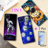 2ใน1เคสฝาหลังรูปการ์ตูนพิมพ์ลายกาแลคซี A12แบบ Samsung สำหรับ Samsung A12กาแล็คซี่พร้อมฟิล์มกันรอยแบบเซรามิกแบบเทมเปอร์โค้ง