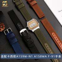 Suitable for Casio A159W-N1 A158WA F-91 Retro Small Square Nylon Canvas Strap Bracelet 18mm